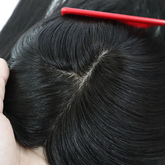 HB Series: Chinese Remy Silk Tpper: Seamless Natural Look with Folded Lace Front  -TAX FREE