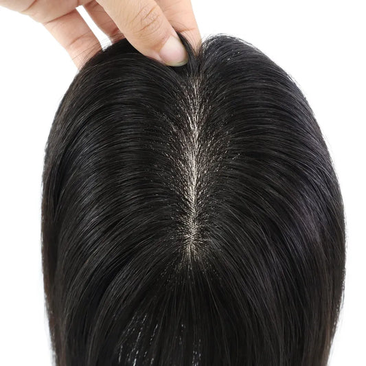 HB Series: Chinese Remy Silk Tpper: Seamless Natural Look with Folded Lace Front  -TAX FREE